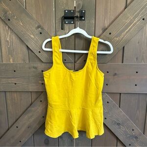 bebe Yellow Sleeveless Peplum Tank Top